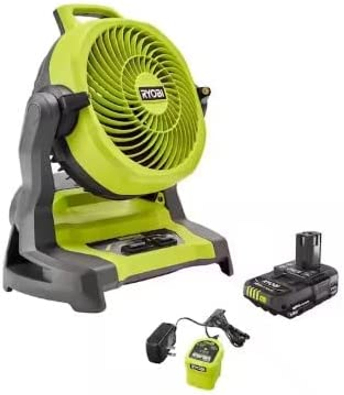 Like New - RYOBI ONE+ 18V Cordless 7-1/2 in. Bucket Top Misting Fan Kit with 1.5 Ah Battery and Charger