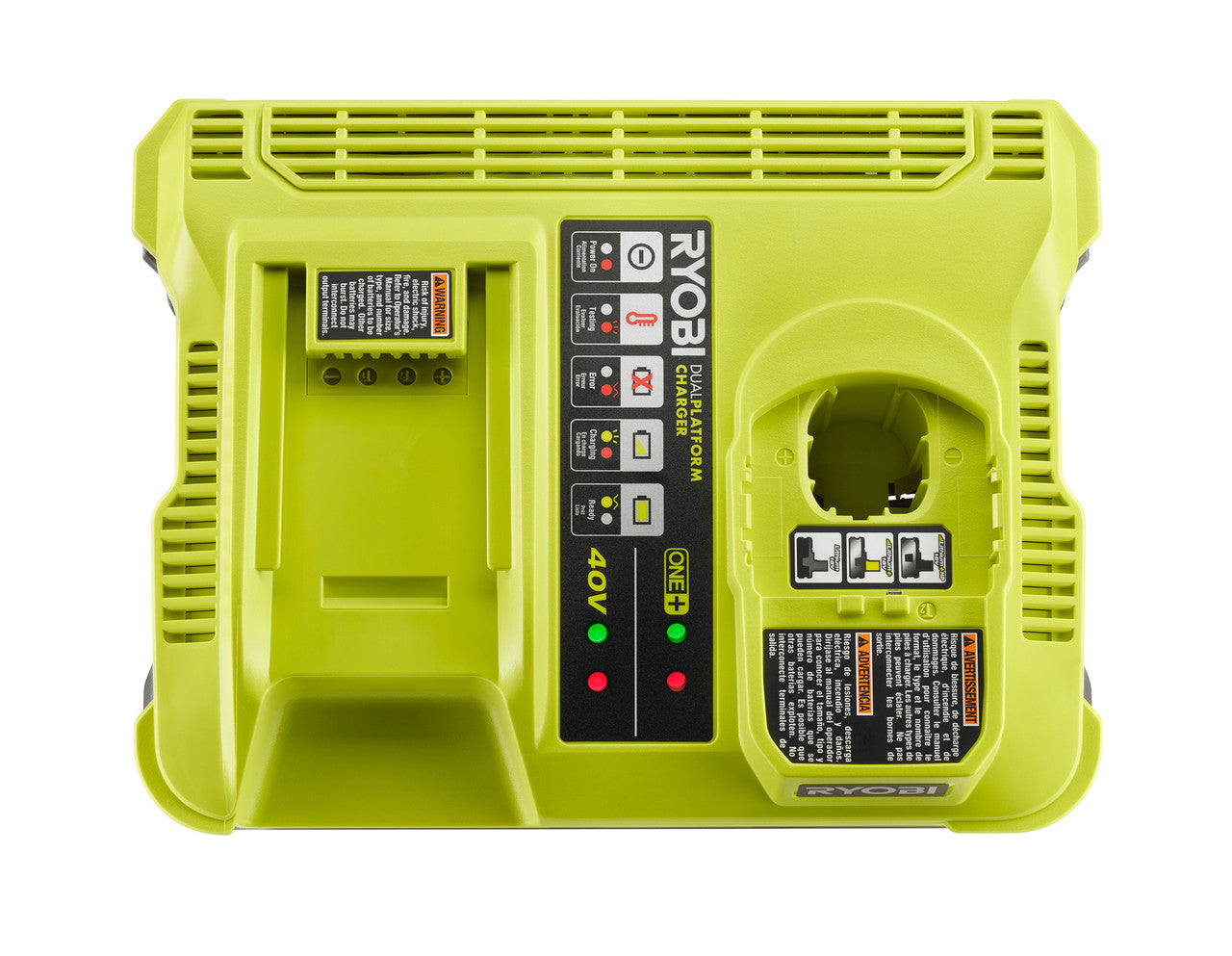 Like New - RYOBI ONE+ Lithium-Ion Dual Platform Charger for 18-V ONE+ and 40-Volt Batteries