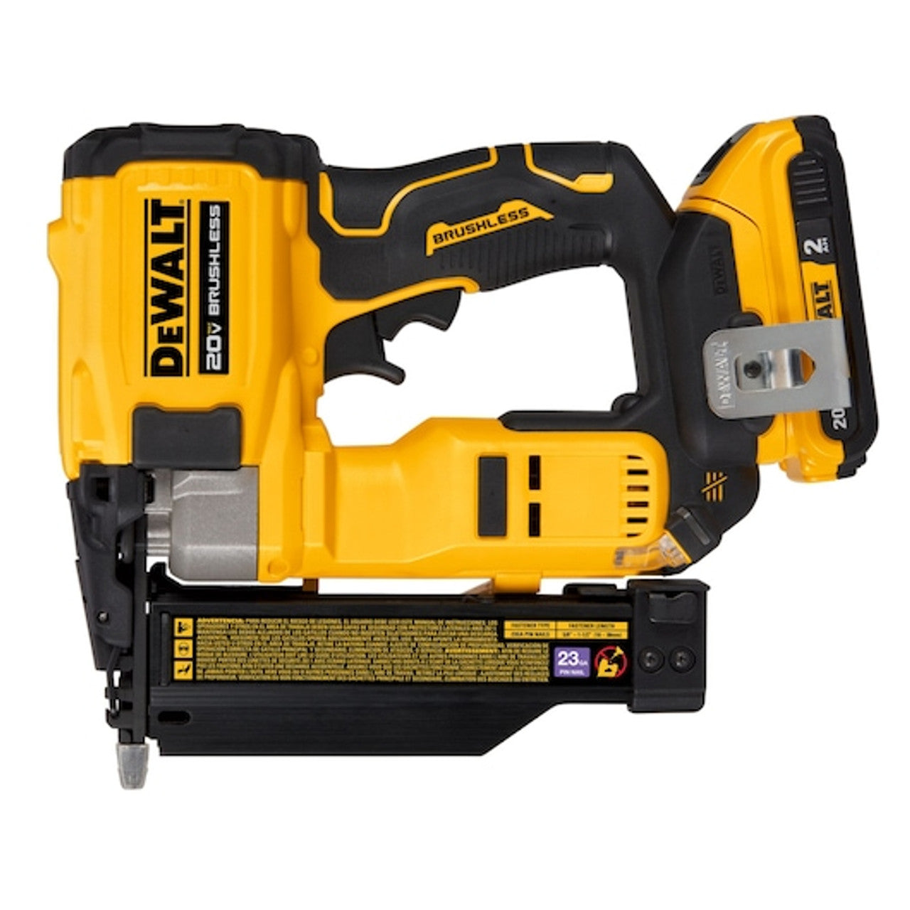 Like New - DEWALT 20-Volt MAX Lithium-Ion Cordless 23-Gauge Pin Nailer Kit with 2.0 Ah Battery Pack and Charger - DCN623D1