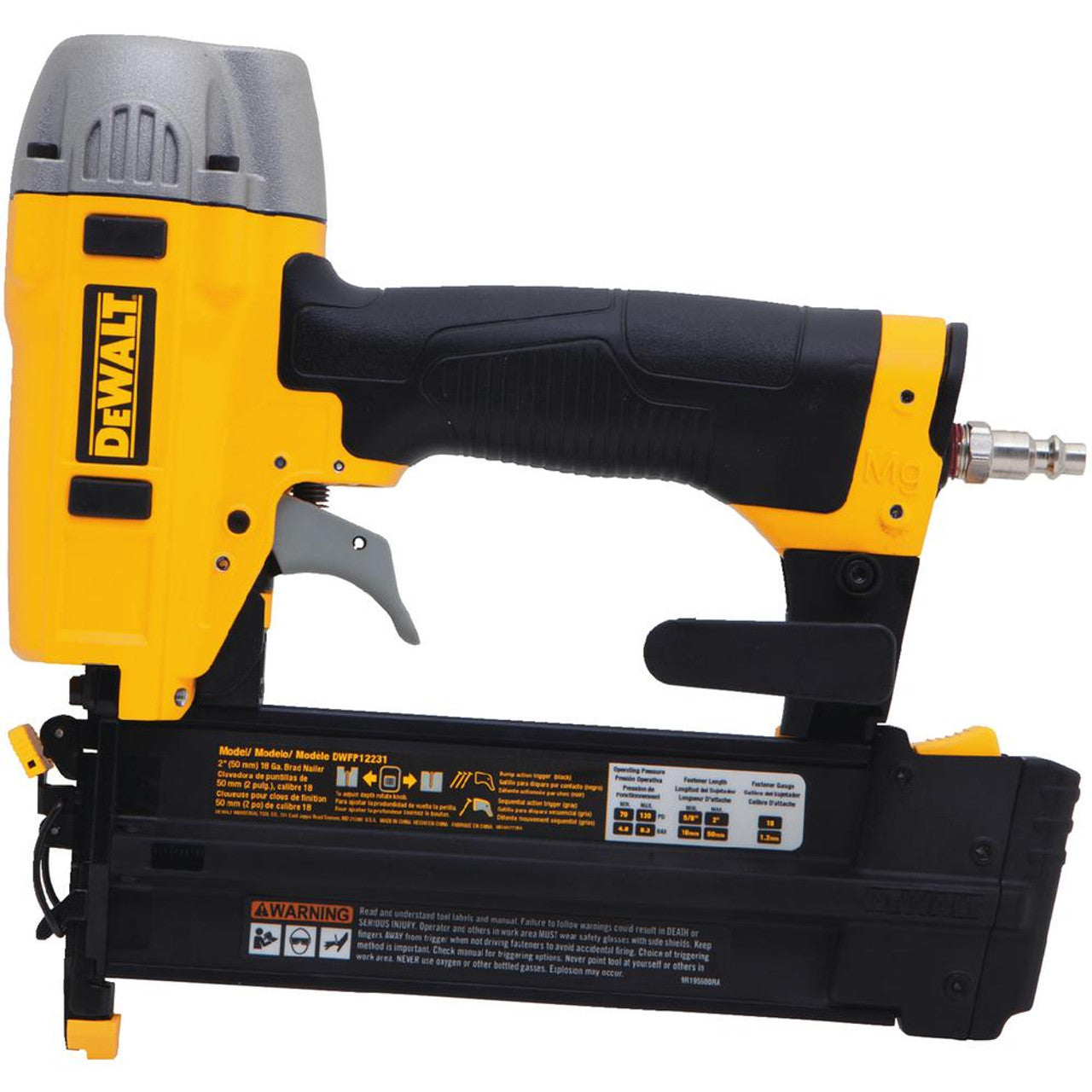 Like New - DEWALT DWFP12231 18-Gauge Pneumatic 2 in. Brad Nailer Kit