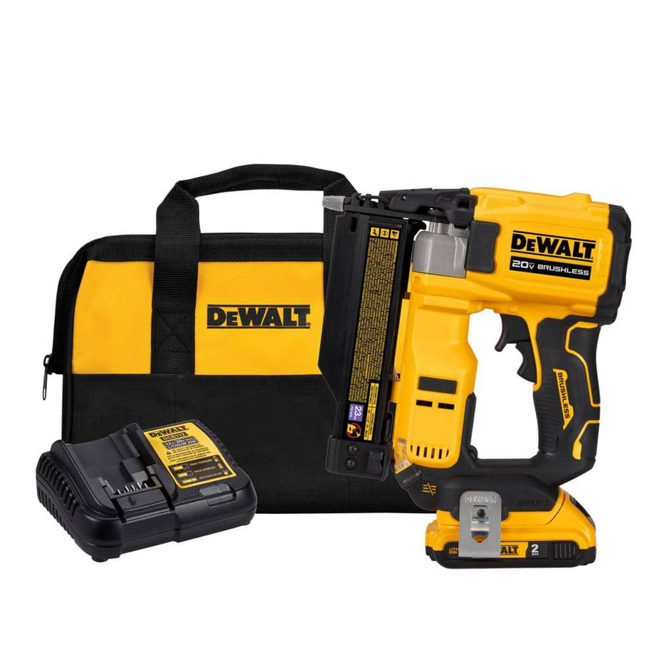 Like New - DEWALT 20-Volt MAX Lithium-Ion Cordless 23-Gauge Pin Nailer Kit with 2.0 Ah Battery Pack and Charger - DCN623D1