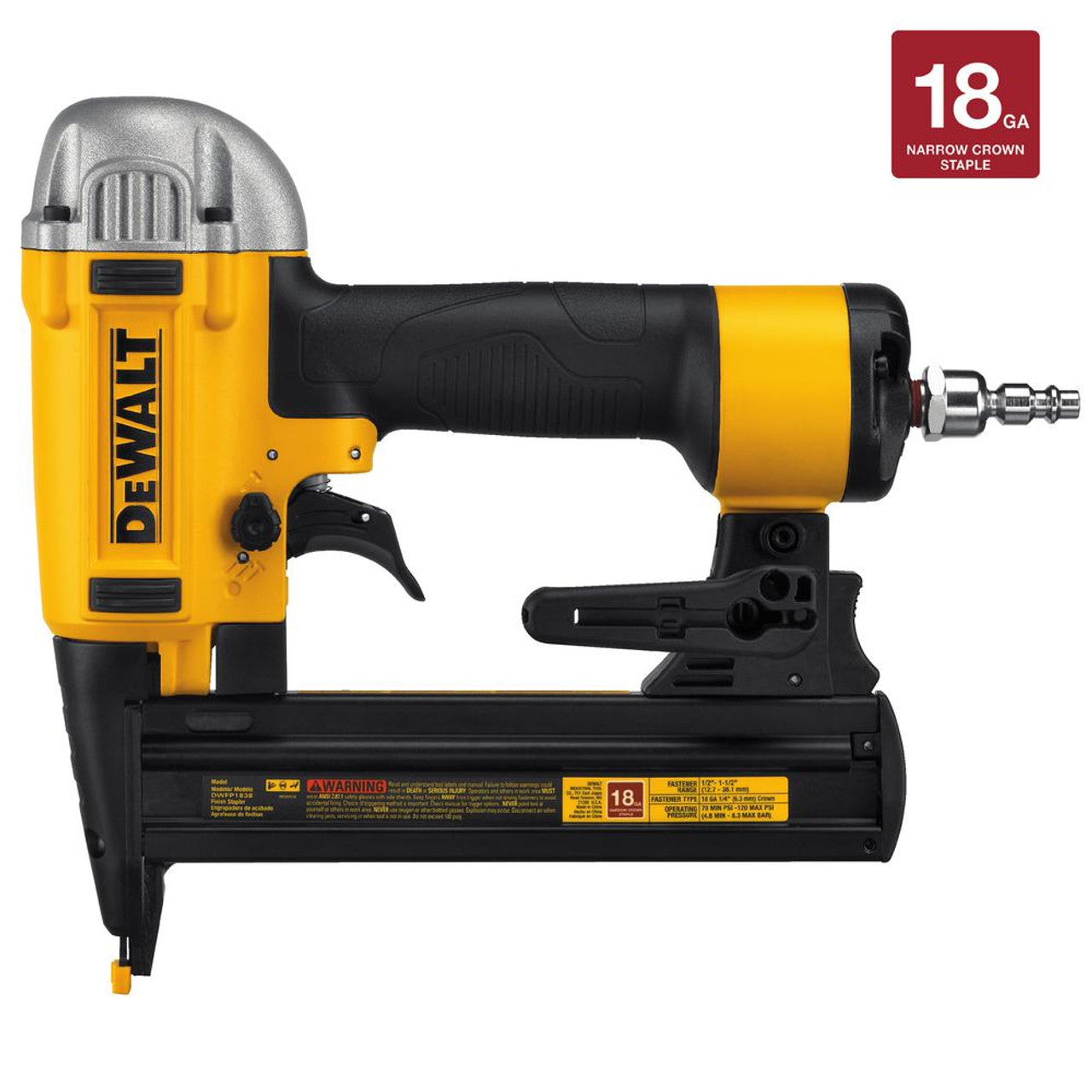 Like New - DEWALT DWFP1838 Pneumatic 18-Gauge 1/4 in. Crown Stapler