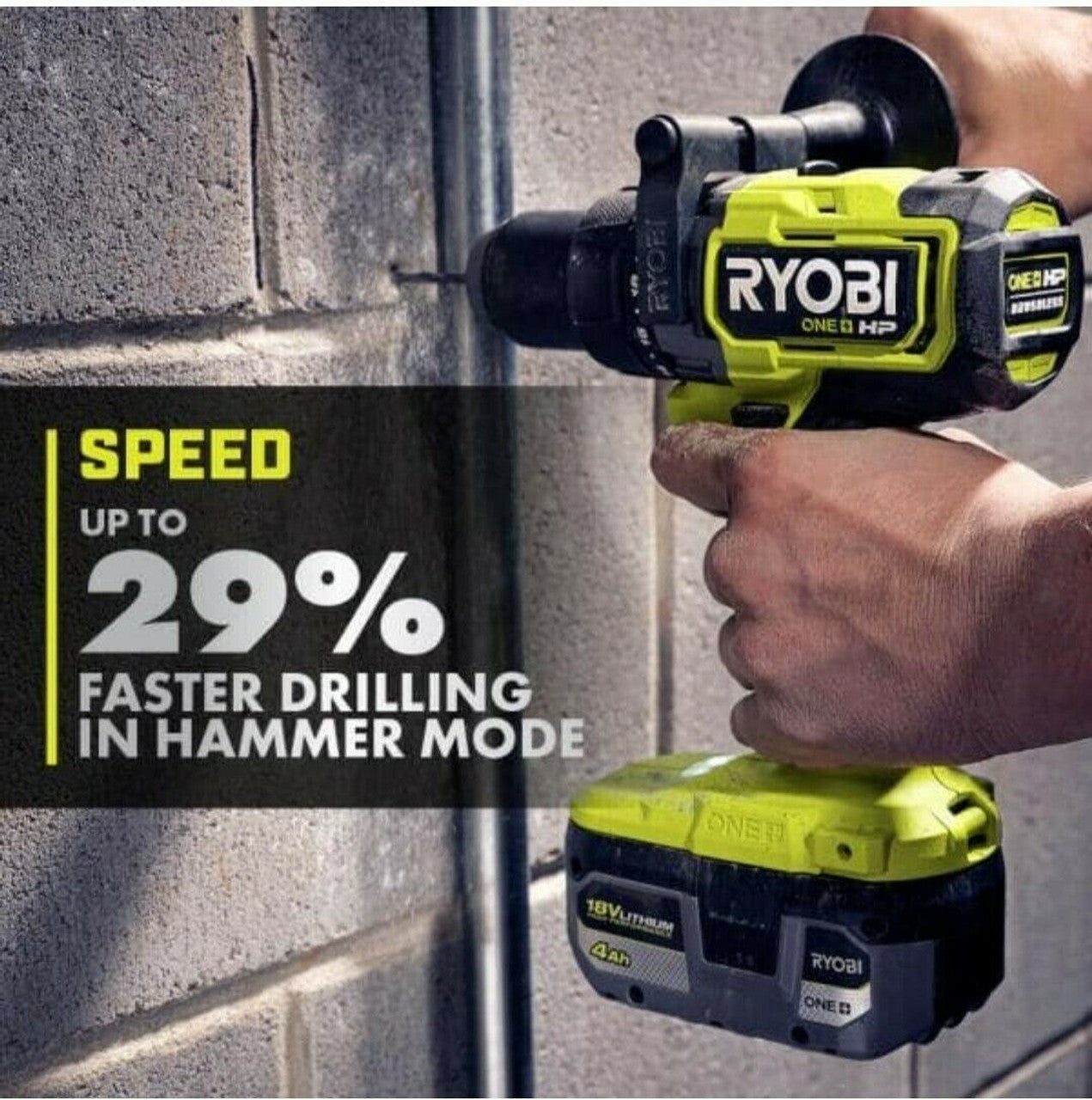 Like New - RYOBI ONE+ HP 18V Brushless Cordless 1/2 in. Hammer Drill (Tool Only)