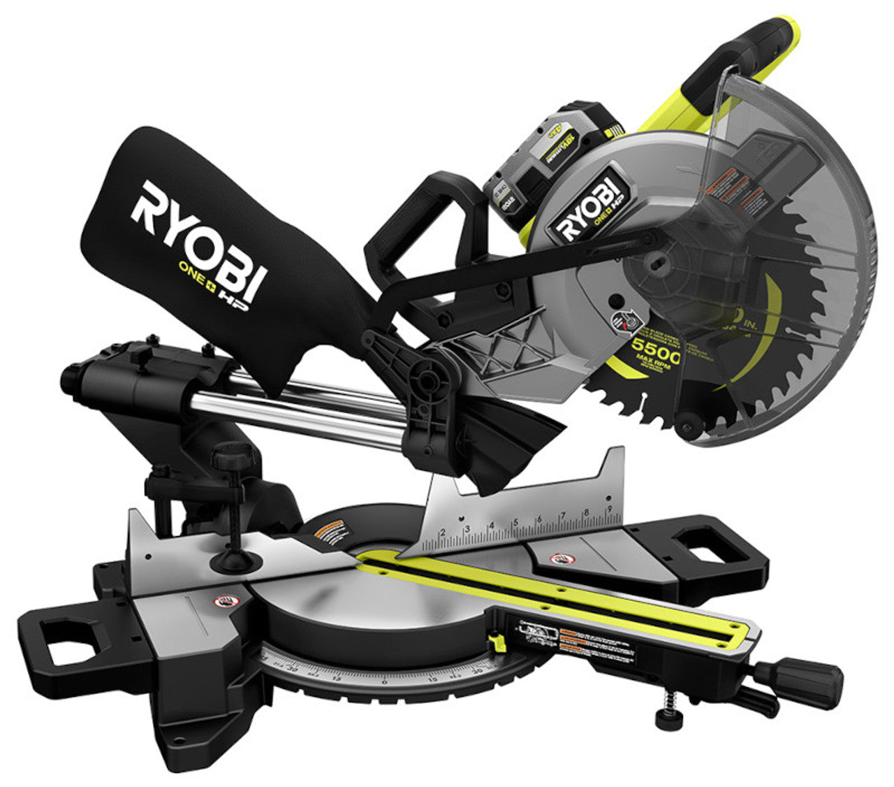 Like New -  RYOBI 18V ONE+ HP Brushless Cordless 10-inch Mitre Saw Kit with 4.0 HP Battery and Charger PBLMS01K