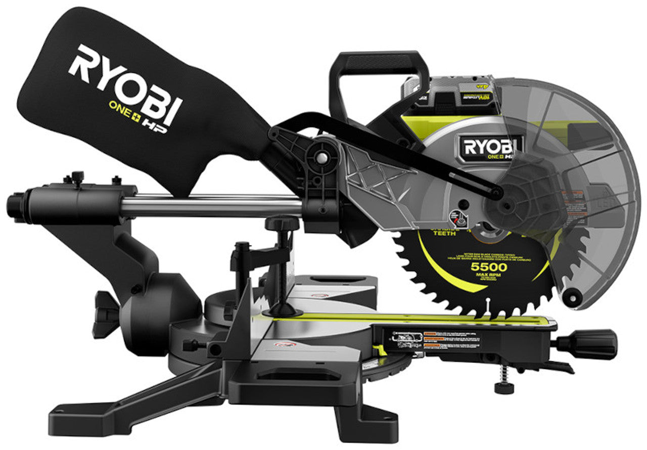 Like New -  RYOBI 18V ONE+ HP Brushless Cordless 10-inch Mitre Saw Kit with 4.0 HP Battery and Charger PBLMS01K