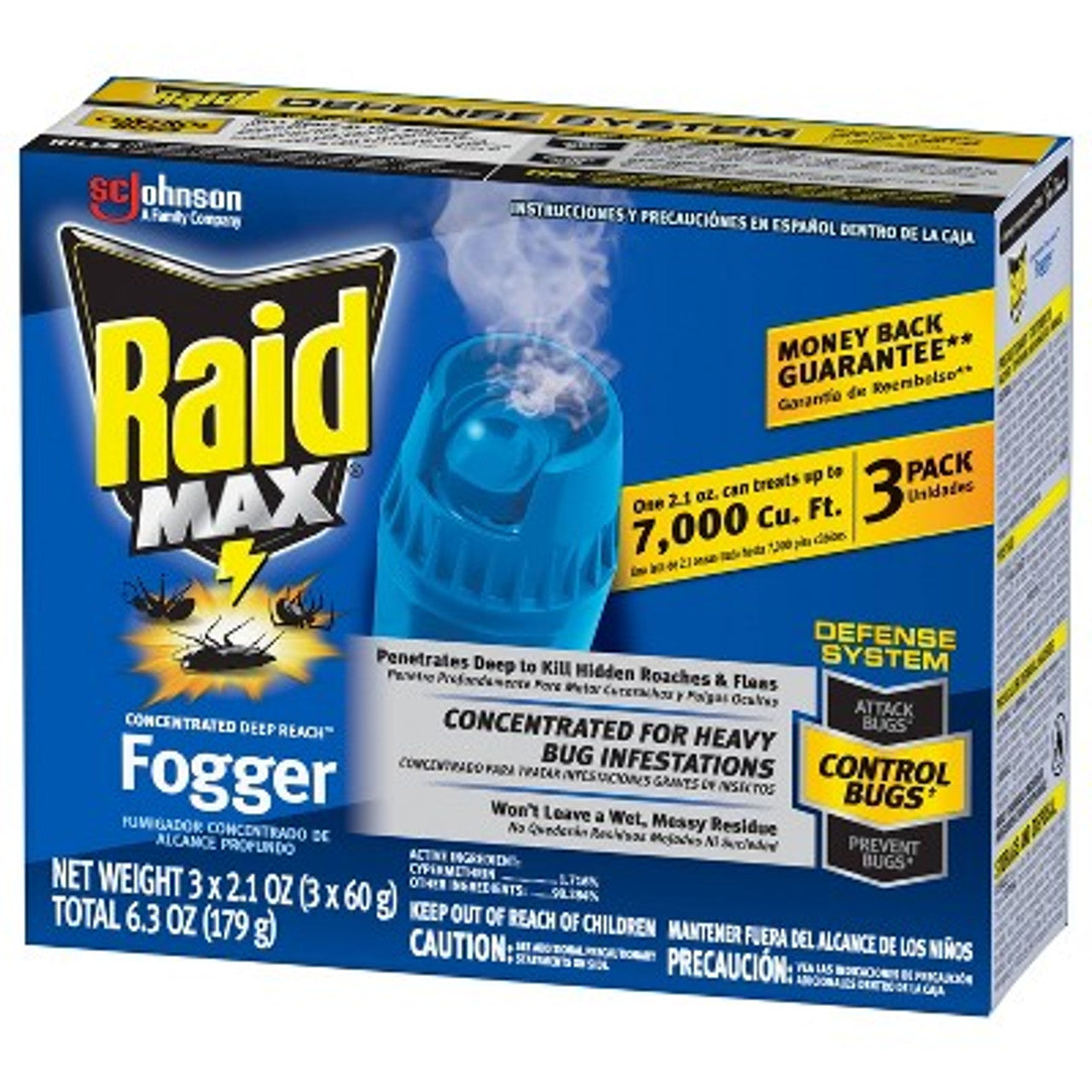 New - Raid Max Concentrated Deep Reach Fogger - 2.1oz/3cans