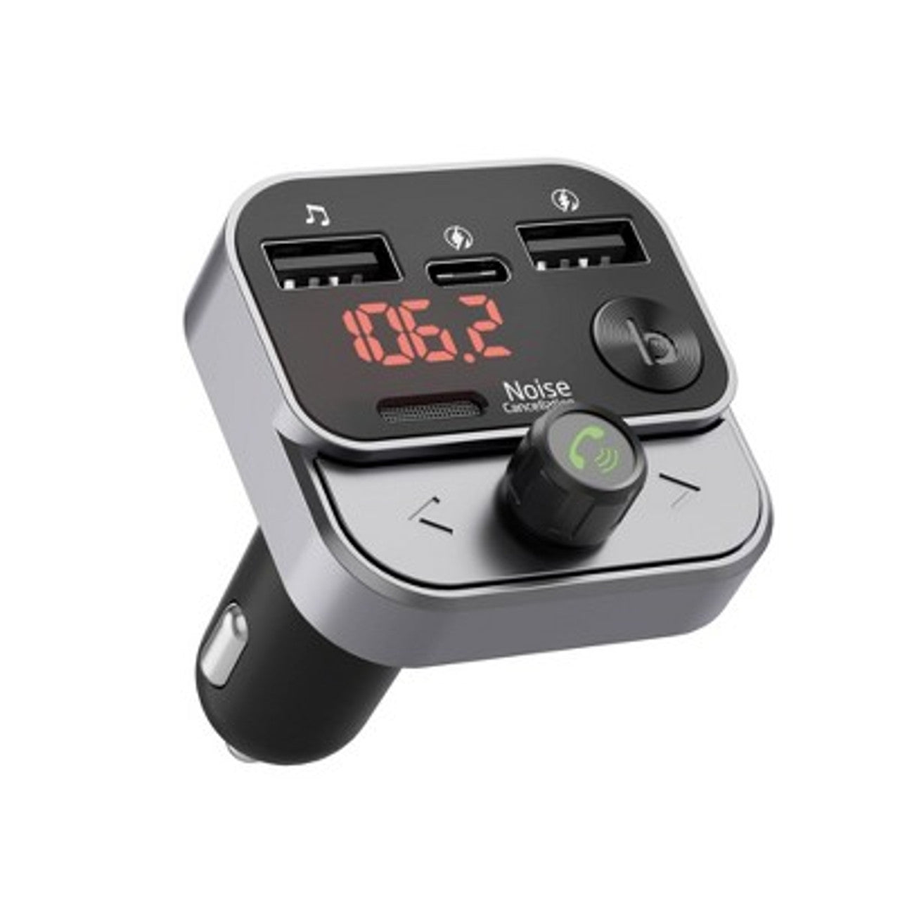 Open Box Just Wireless Bluetooth FM Transmitter with USB-C and USB-A Charging Port - Black