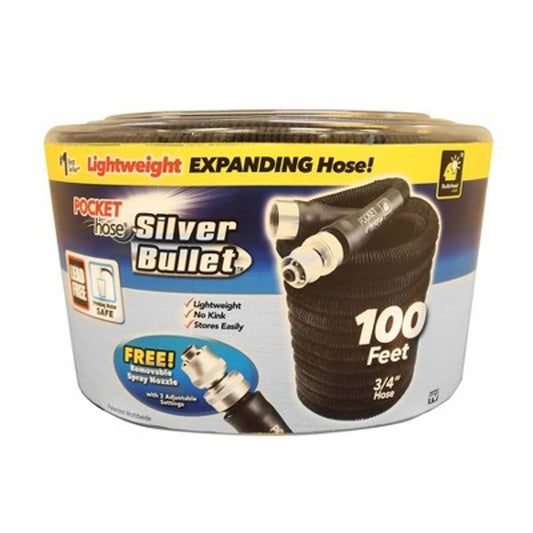 Open Box 100' Pocket Hose Silver Bullet Green - As Seen on TV