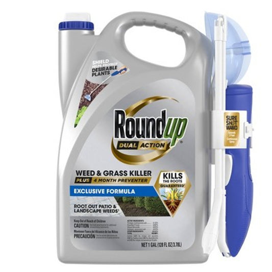 Open Box Roundup 1gal Dual Action Weed and Grass Killer with 4 Month Preventer RTU Sure Shot Wand