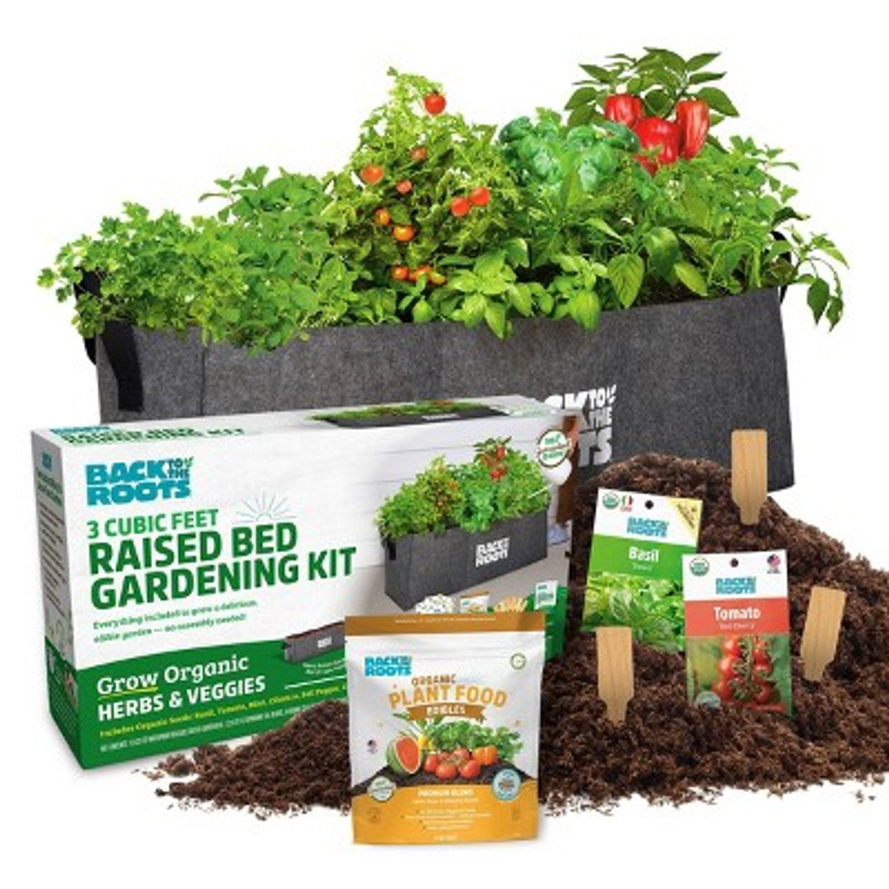 Open Box Back to the Roots Organic Raised Bed Gardening Kit with Soil, Seeds, and Plant Food