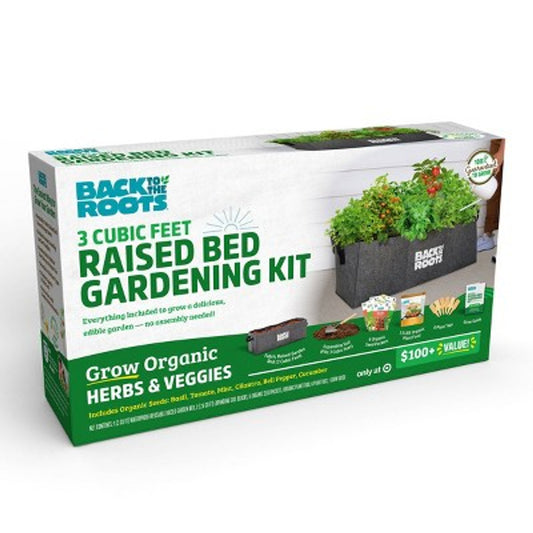 Open Box Back to the Roots Organic Raised Bed Gardening Kit with Soil, Seeds, and Plant Food