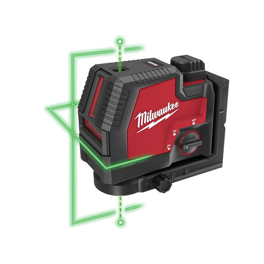 Like New -  Milwaukee Green 100 ft. Cross Line and Plumb Points Rechargeable Laser Level with REDLITHIUM Lithium-Ion USB Battery and Charger 3522-21