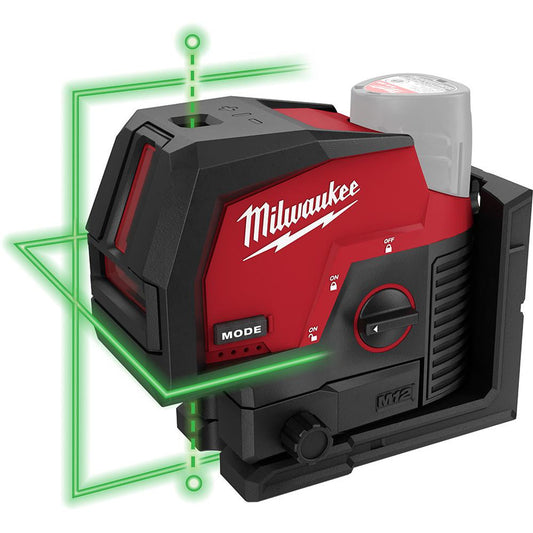 Like New -  Milwaukee M12 12-Volt Lithium-Ion Cordless Green 125 ft. Cross Line and Plumb Points Laser Level (Tool-Only) 3622-20