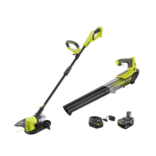 Like New -  Ryobi 18-Volt Cordless String Trimmer/Edger and Jet Fan Blower Combo Kit P2035